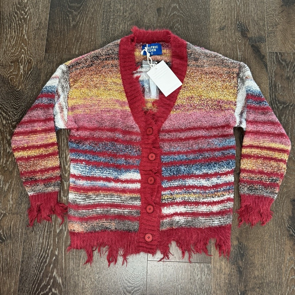 Aelfric Eden Fringe‎ Stripe Cardigan Size Small Influencer  Soft Baggy Light